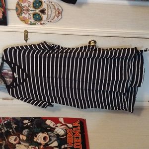 Terra & Sky black and white stripe V-neck T-shirt dress size 5x